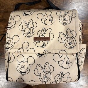 Petunia Pickle Bottom Cream Disney Diaper Backpack with Mickey and Minnie Print